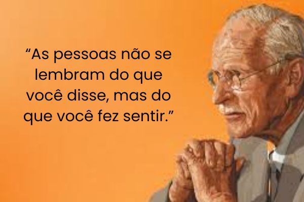carl jung com uma frase e no fundo imagem de cor de abóbora