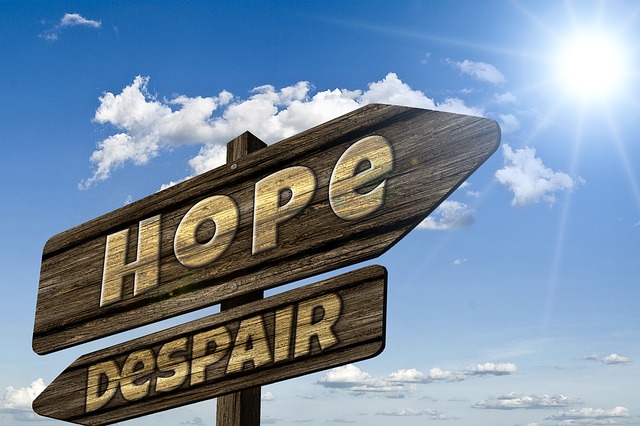 imagem escrito em inglês hope e outra despair.