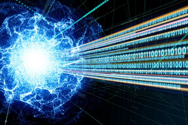 mecânica quântica significado imagem de energia com fundo preto e cor azul