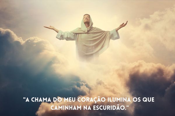 frases coração sagrado de jesus céu, nuvens e jesus critso de braços abertos