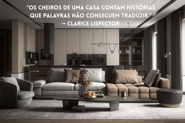 frases sobre casa uma sala com sofás de cor marrom e almofadas marrom