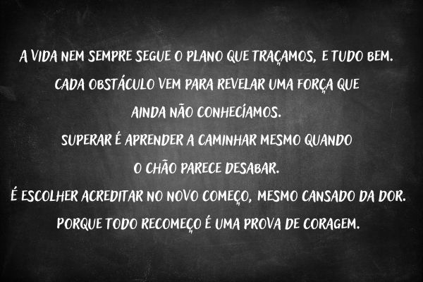 quadro negro com frase de superação
