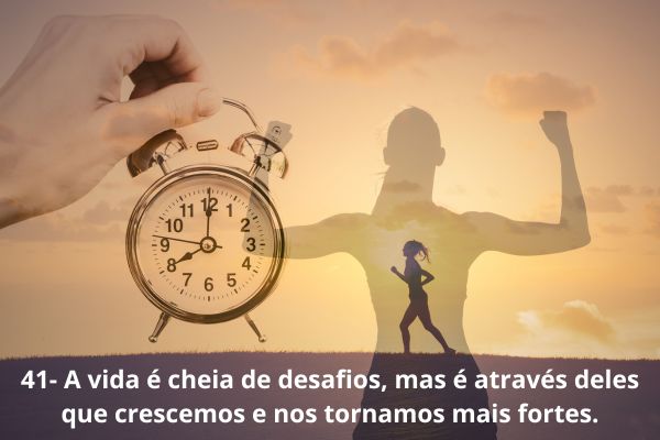palavras de motivação relogio e imagem de mulher correndo com céu amarelado