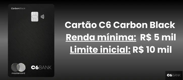 cartão de crédito C6 carbon black cartão de crédito C6 carbon black